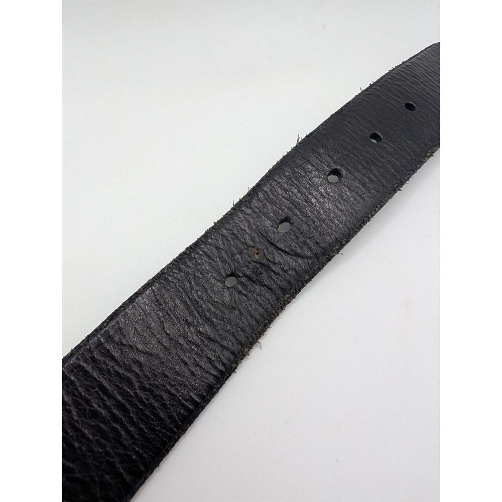 Fossil Belt Womens Medium Black Leather Wide Wood Metal Buckle Boho Statement - Picture 9 of 9